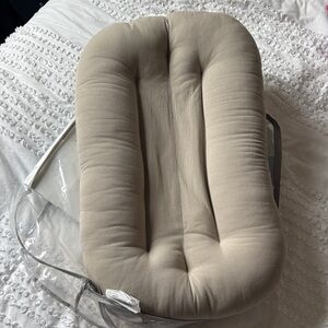 Snuggle Me infant lounger and fern colored cover
